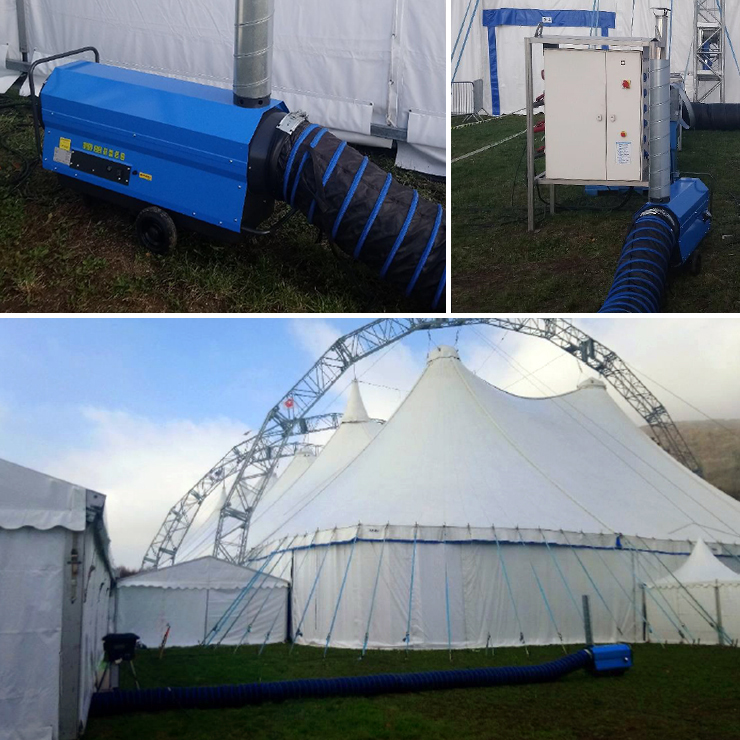 cirque-chauffage Livraison de chauffage en urgence pour un cirque